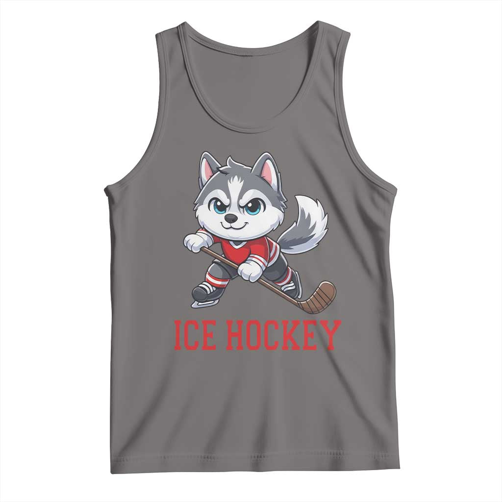 Funny Husky Playing Ice Hockey Tank Top Gift For Dog Lovers - Wonder Print Shop