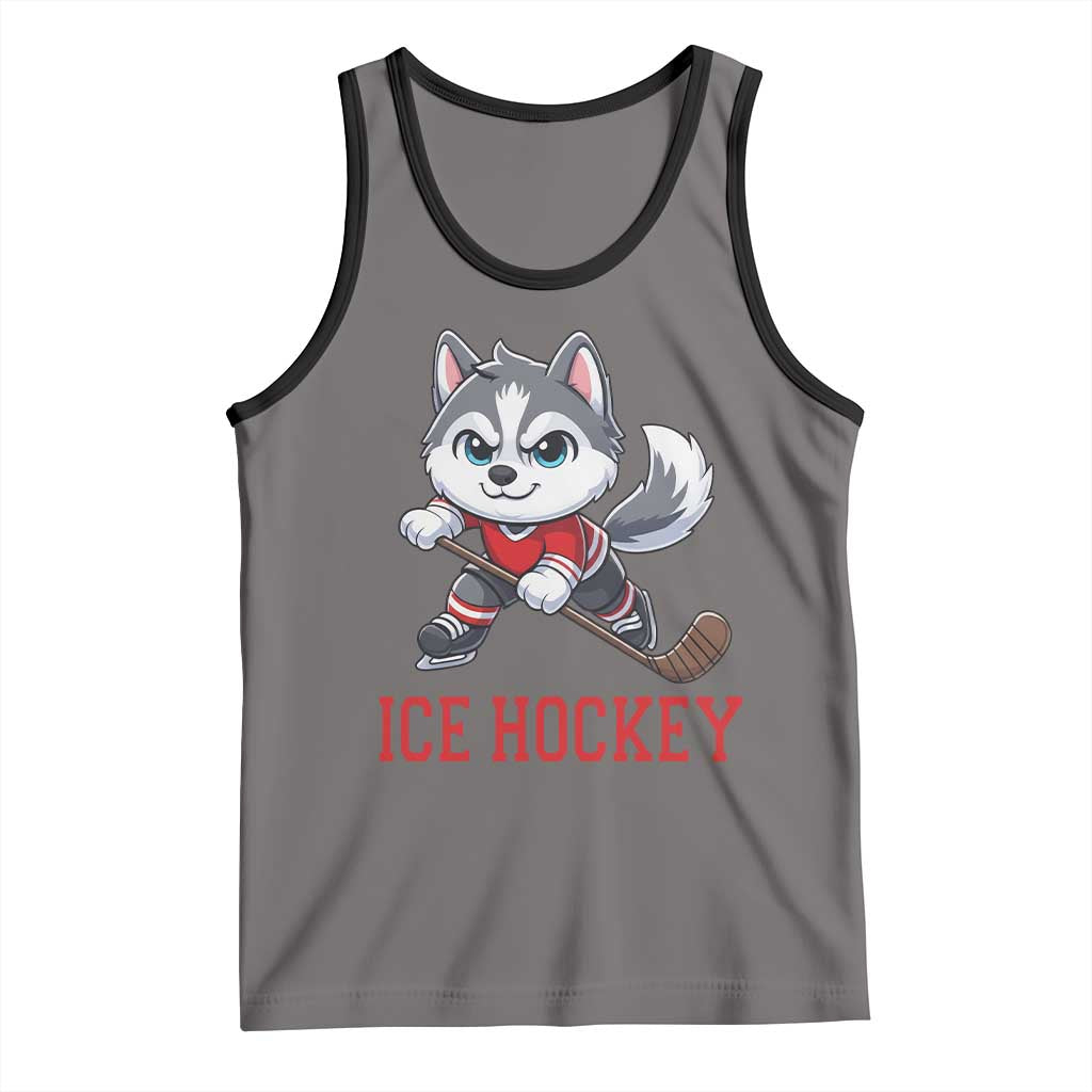 Funny Husky Playing Ice Hockey Tank Top Gift For Dog Lovers - Wonder Print Shop