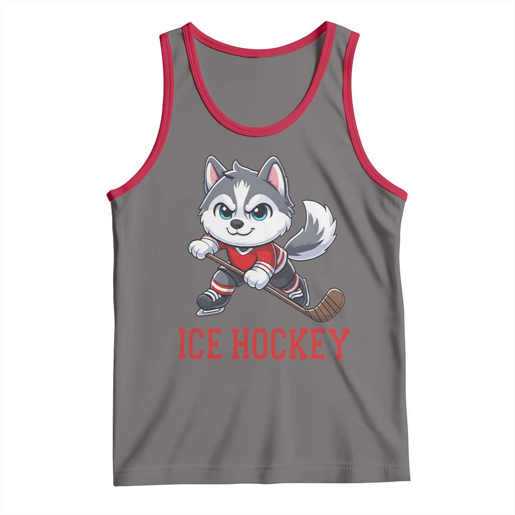 Funny Husky Playing Ice Hockey Tank Top Gift For Dog Lovers - Wonder Print Shop