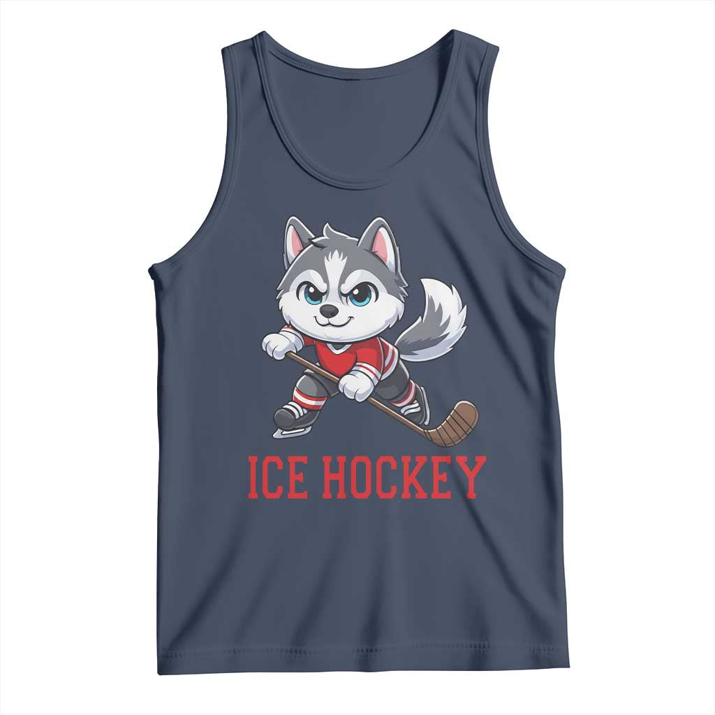Funny Husky Playing Ice Hockey Tank Top Gift For Dog Lovers - Wonder Print Shop