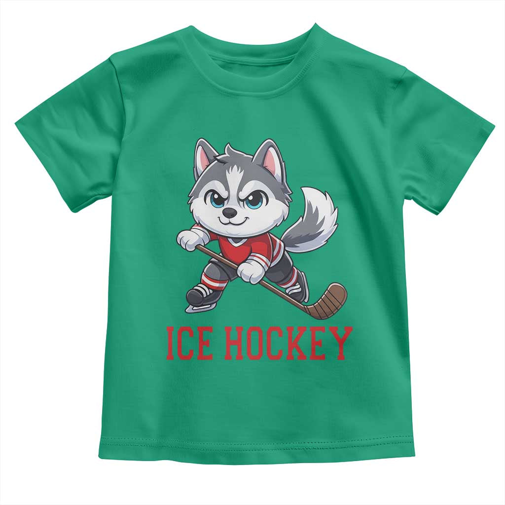 Funny Husky Playing Ice Hockey Toddler T Shirt Gift For Dog Lovers - Wonder Print Shop