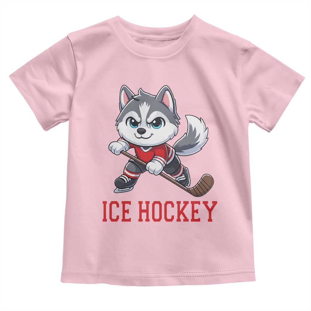 Funny Husky Playing Ice Hockey Toddler T Shirt Gift For Dog Lovers - Wonder Print Shop