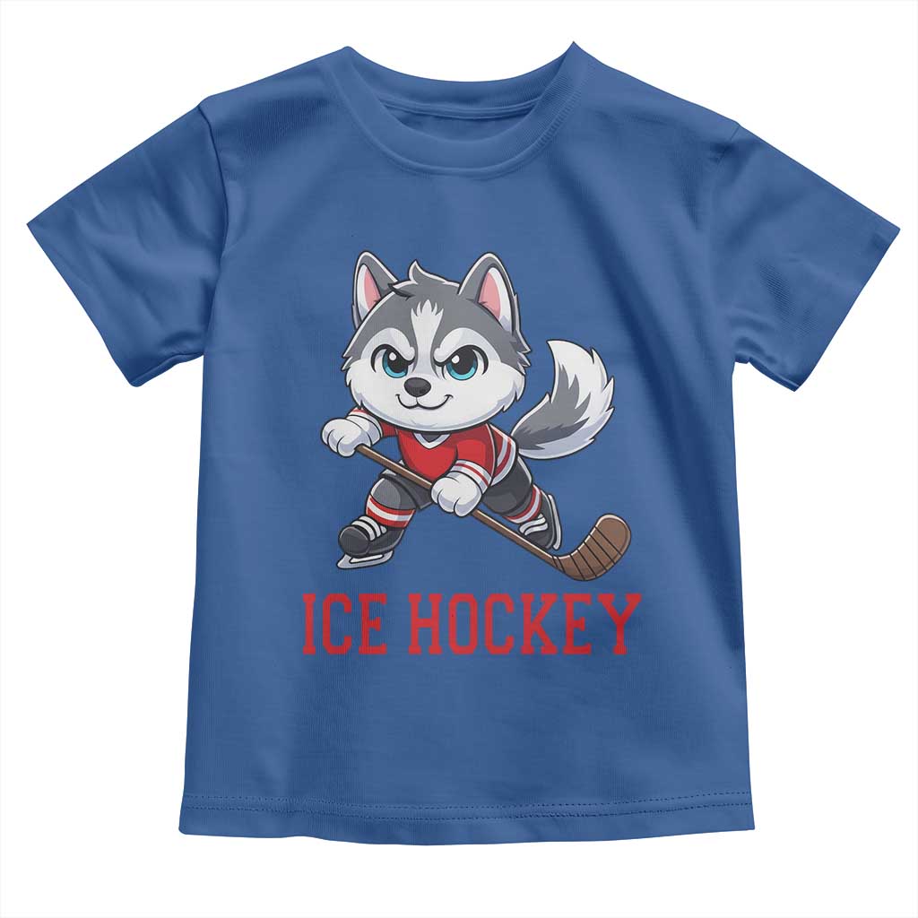 Funny Husky Playing Ice Hockey Toddler T Shirt Gift For Dog Lovers - Wonder Print Shop