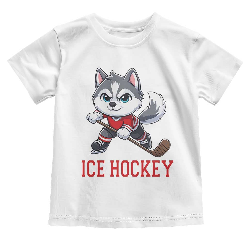 Funny Husky Playing Ice Hockey Toddler T Shirt Gift For Dog Lovers - Wonder Print Shop