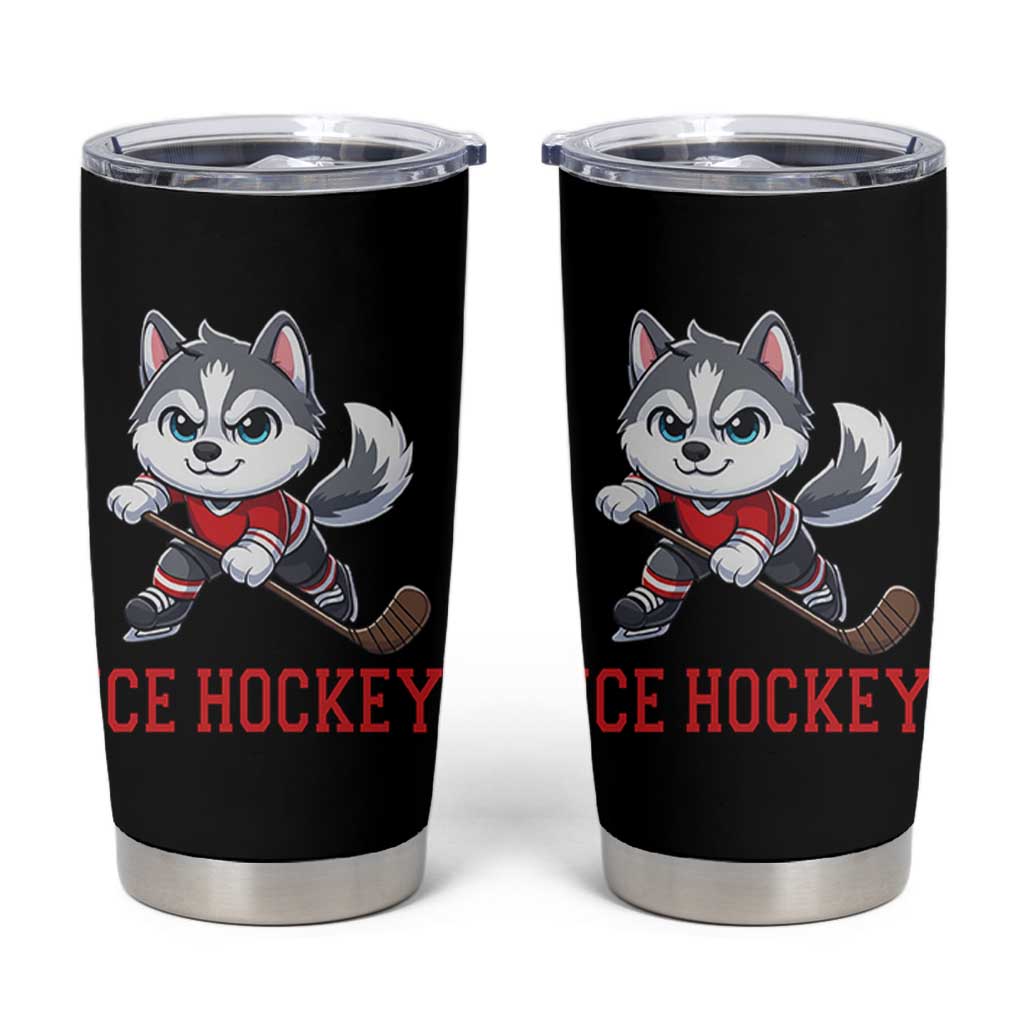 Funny Husky Playing Ice Hockey Tumbler Cup Gift For Dog Lovers - Wonder Print Shop