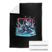Siberian Husky Ice Hockey Player Throw Blanket Funny Goalie Gift - Wonder Print Shop