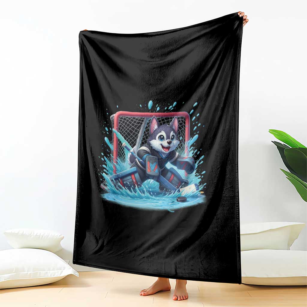 Siberian Husky Ice Hockey Player Throw Blanket Funny Goalie Gift - Wonder Print Shop