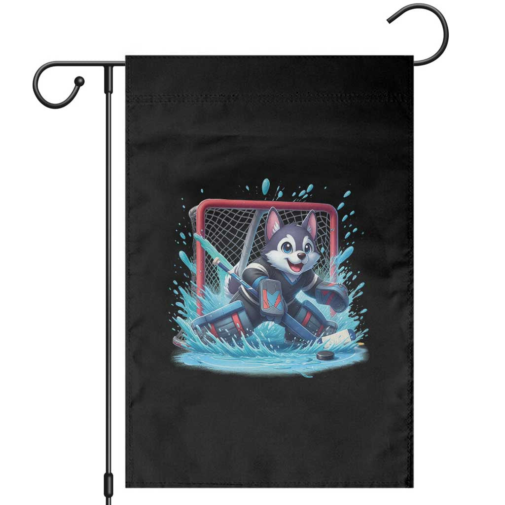 Siberian Husky Ice Hockey Player Garden Flag Funny Goalie Gift - Wonder Print Shop