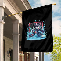 Siberian Husky Ice Hockey Player Garden Flag Funny Goalie Gift - Wonder Print Shop