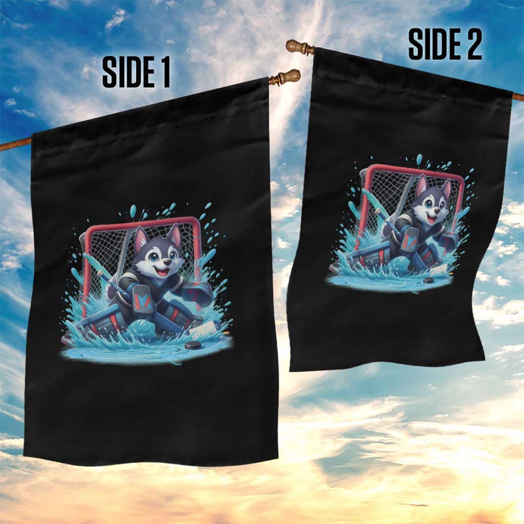 Siberian Husky Ice Hockey Player Garden Flag Funny Goalie Gift - Wonder Print Shop