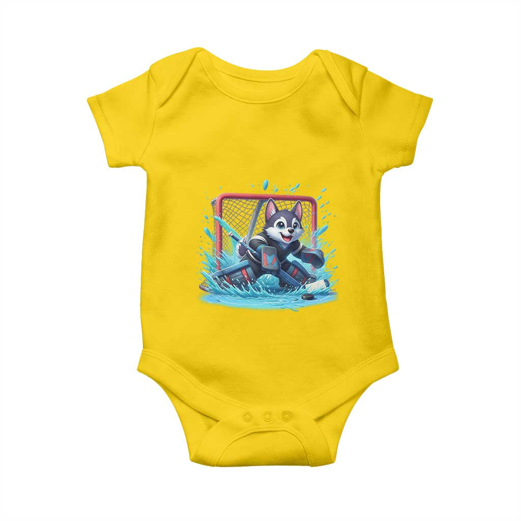 Siberian Husky Ice Hockey Player Baby Onesie Funny Goalie Gift - Wonder Print Shop