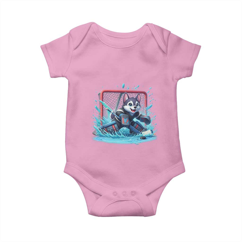Siberian Husky Ice Hockey Player Baby Onesie Funny Goalie Gift - Wonder Print Shop