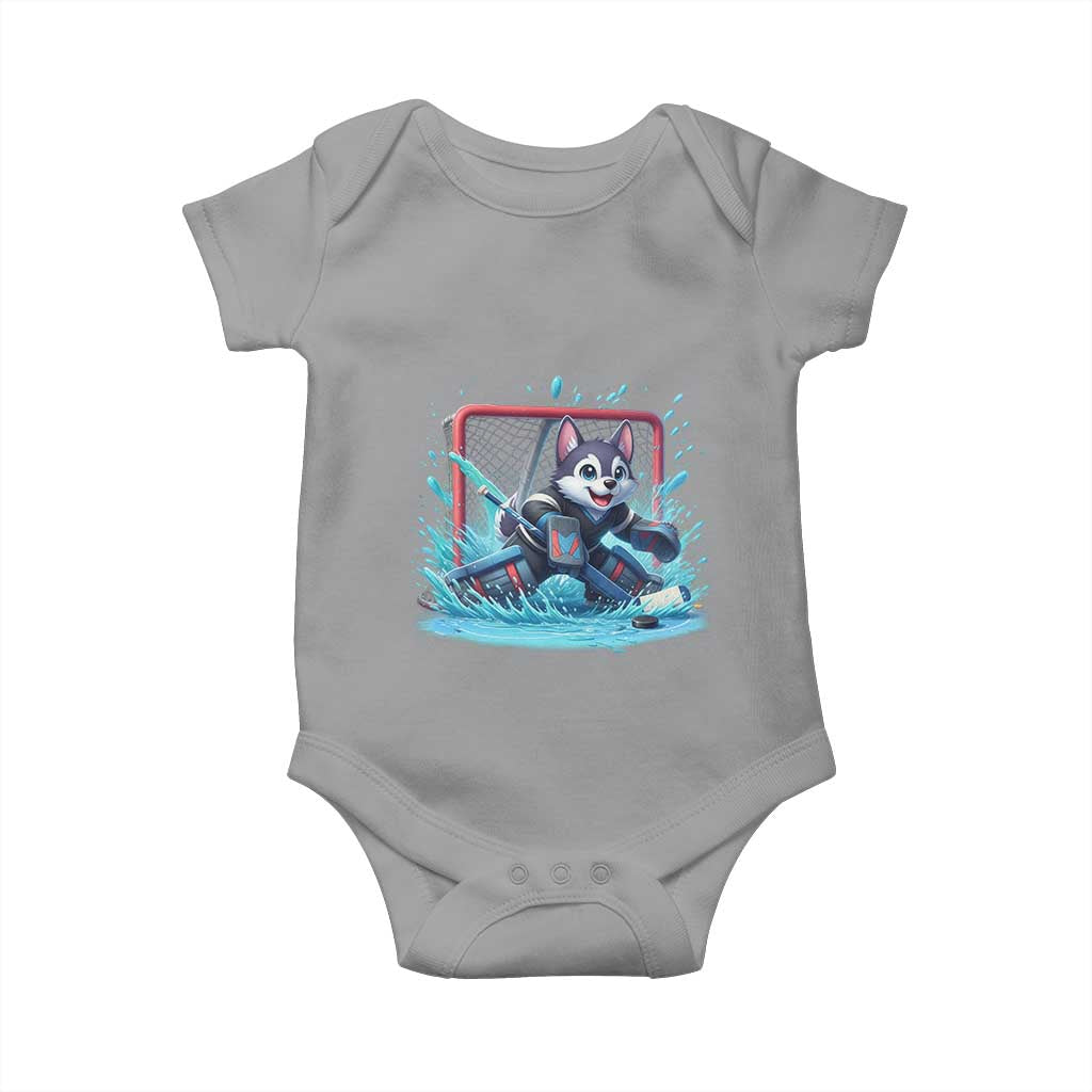 Siberian Husky Ice Hockey Player Baby Onesie Funny Goalie Gift - Wonder Print Shop
