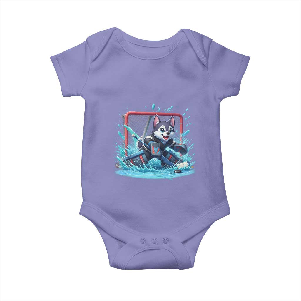 Siberian Husky Ice Hockey Player Baby Onesie Funny Goalie Gift - Wonder Print Shop