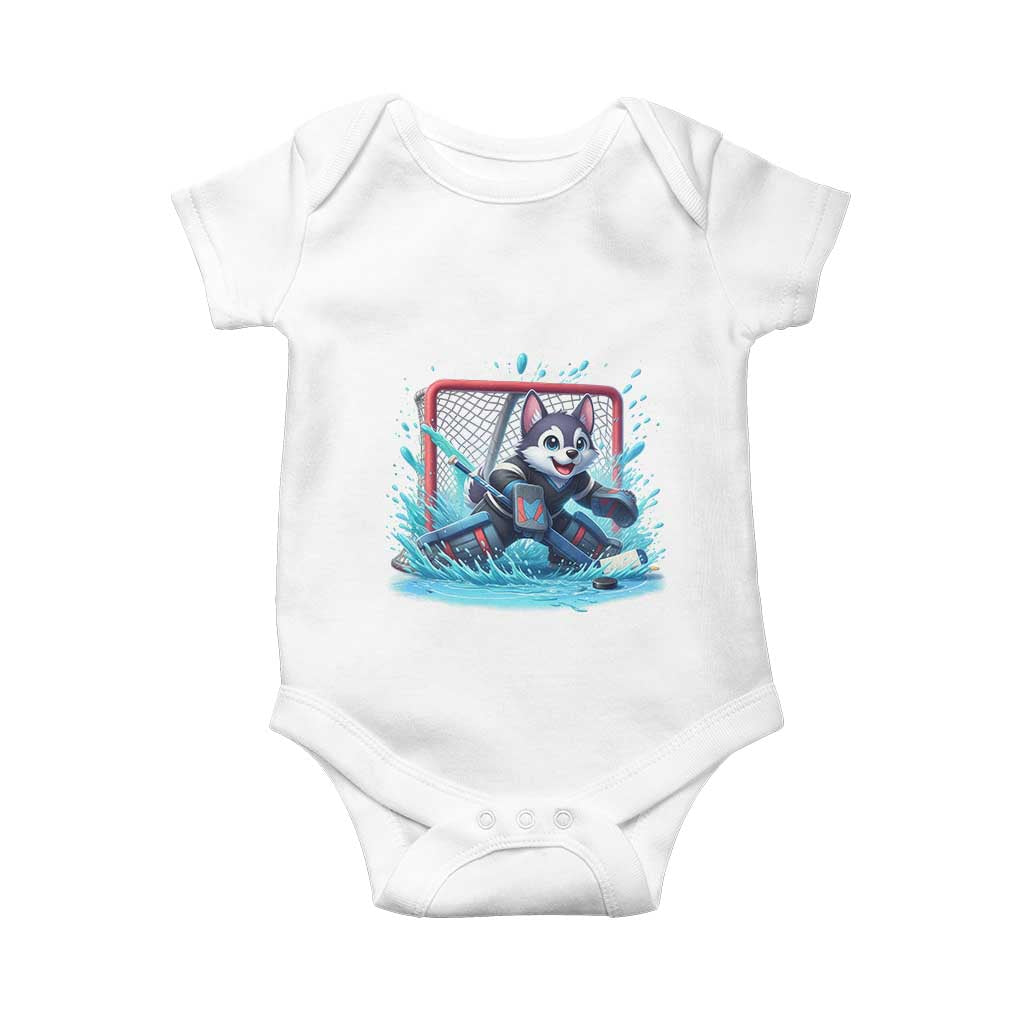 Siberian Husky Ice Hockey Player Baby Onesie Funny Goalie Gift - Wonder Print Shop