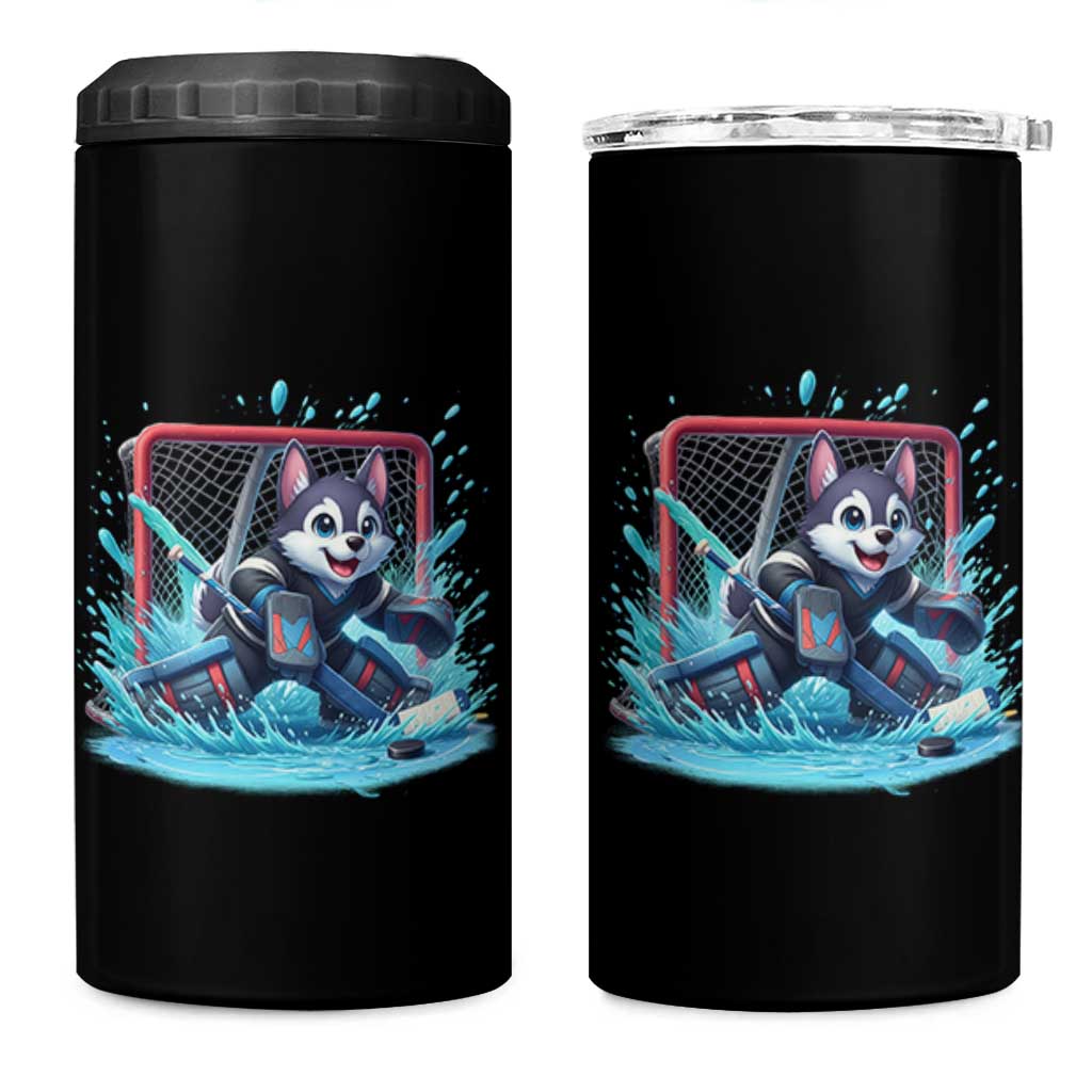 Siberian Husky Ice Hockey Player 4 in 1 Can Cooler Tumbler Funny Goalie Gift - Wonder Print Shop