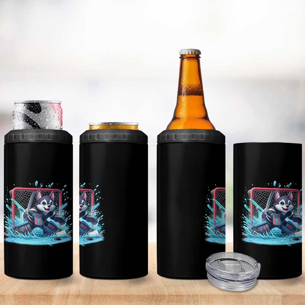 Siberian Husky Ice Hockey Player 4 in 1 Can Cooler Tumbler Funny Goalie Gift - Wonder Print Shop