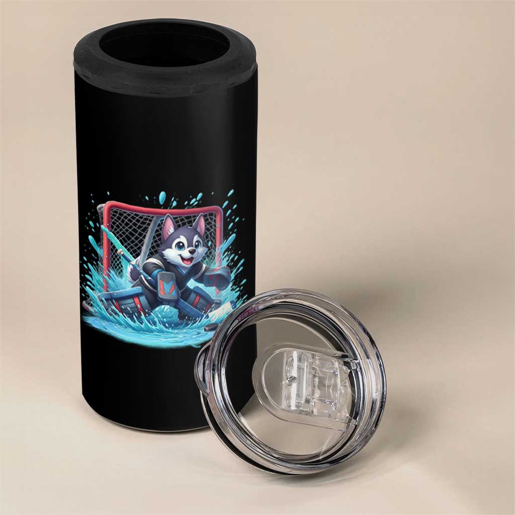 Siberian Husky Ice Hockey Player 4 in 1 Can Cooler Tumbler Funny Goalie Gift - Wonder Print Shop