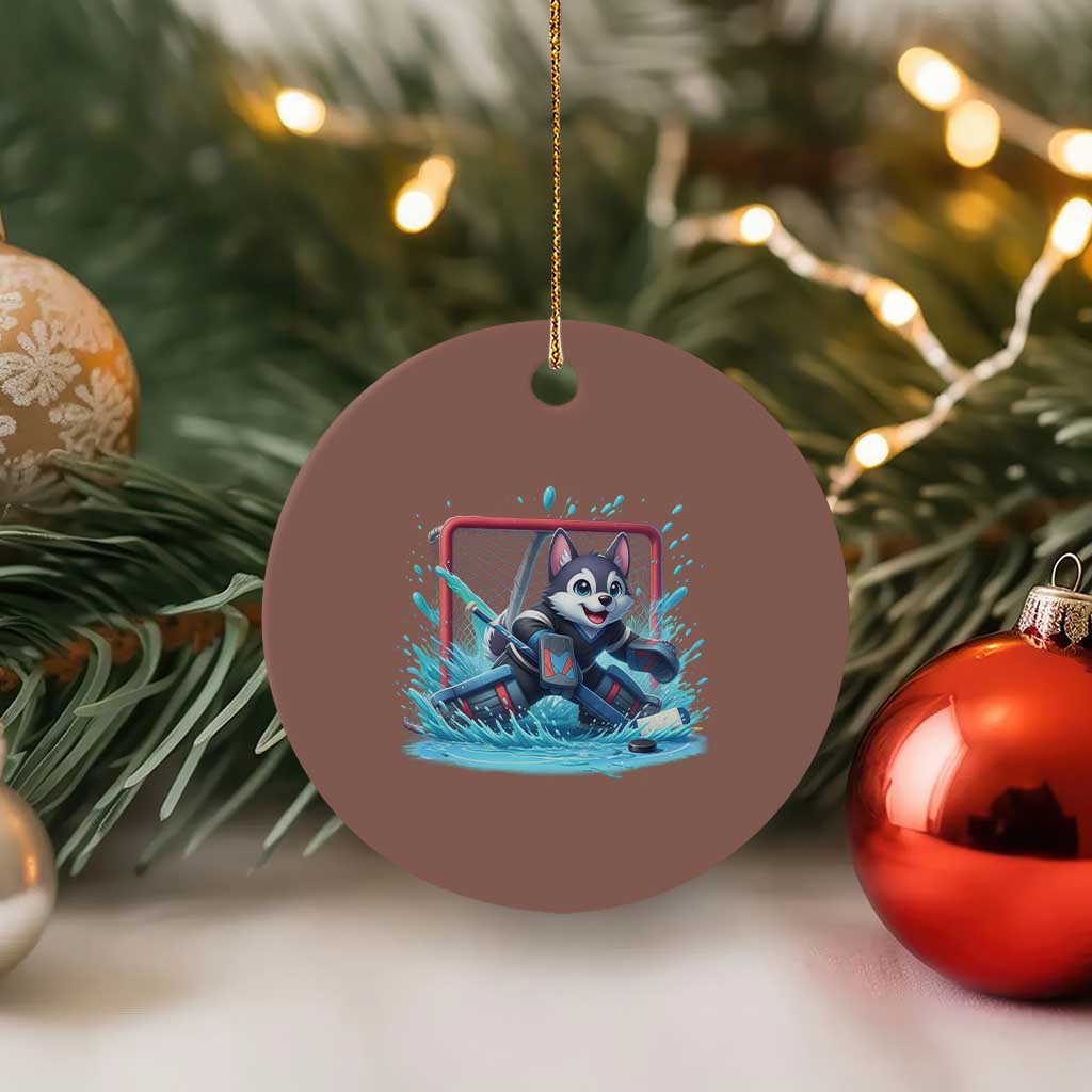 Siberian Husky Ice Hockey Player Ceramic Ornament Funny Goalie Gift - Wonder Print Shop