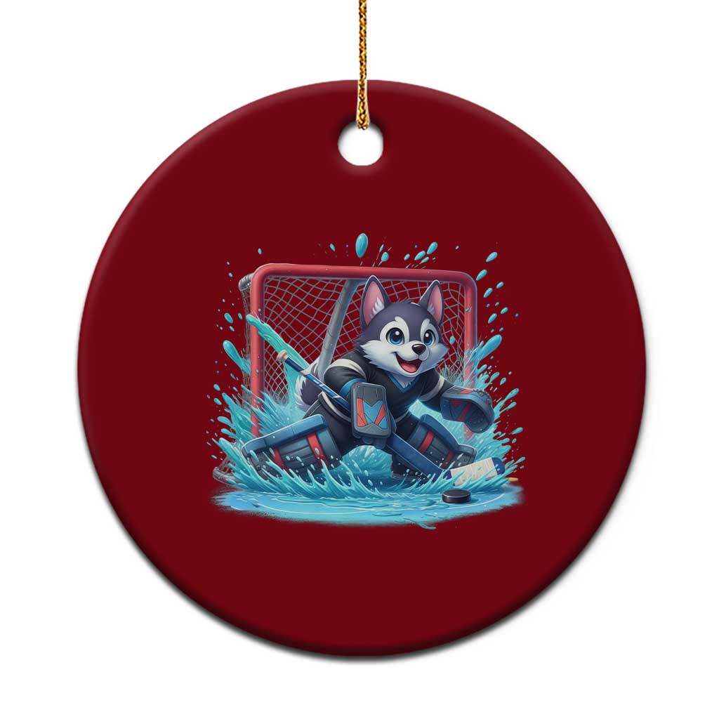 Siberian Husky Ice Hockey Player Ceramic Ornament Funny Goalie Gift - Wonder Print Shop