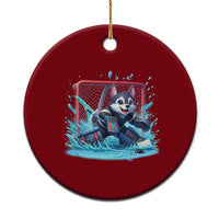 Siberian Husky Ice Hockey Player Ceramic Ornament Funny Goalie Gift - Wonder Print Shop