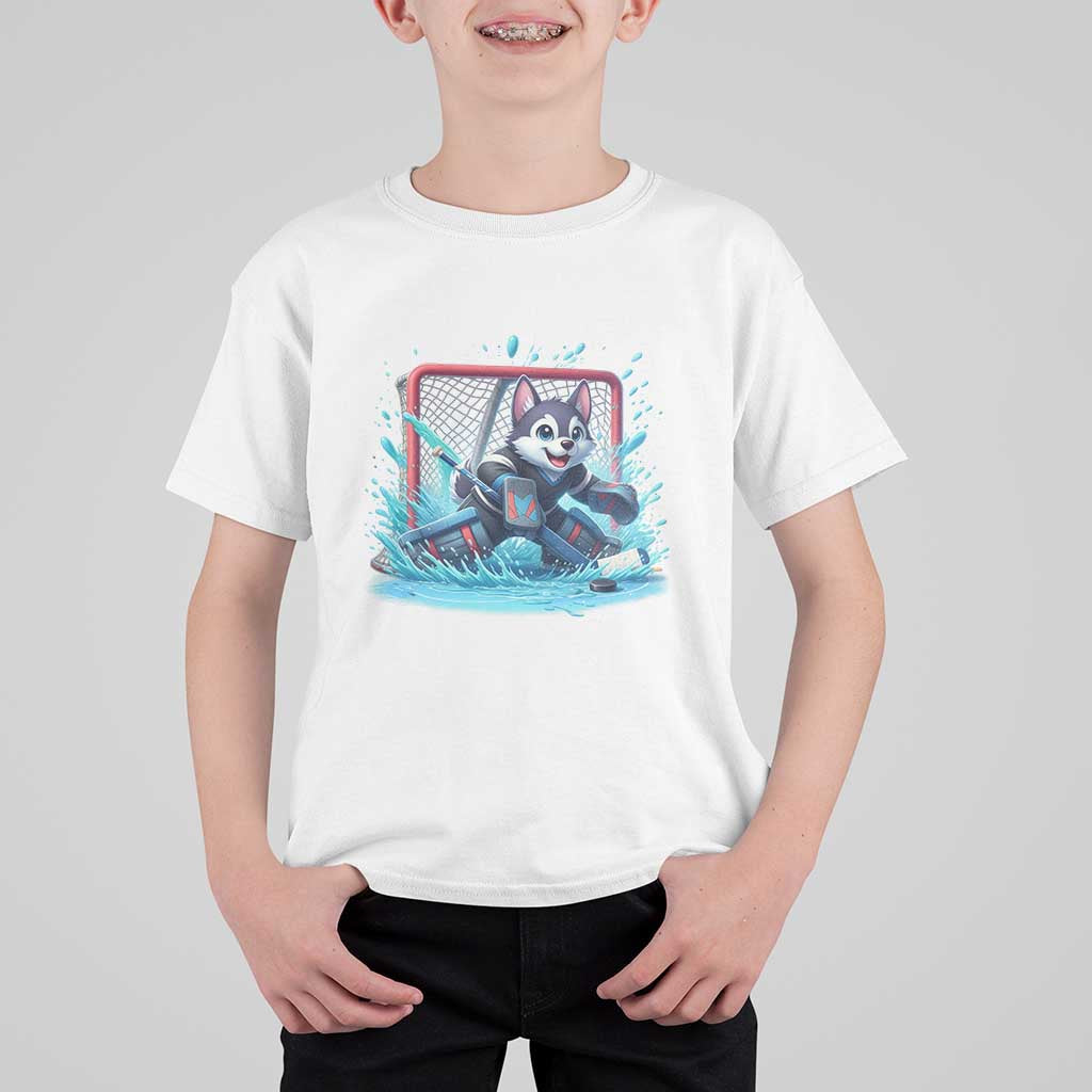 Siberian Husky Ice Hockey Player T Shirt For Kid Funny Goalie Gift - Wonder Print Shop