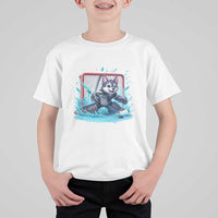 Siberian Husky Ice Hockey Player T Shirt For Kid Funny Goalie Gift - Wonder Print Shop