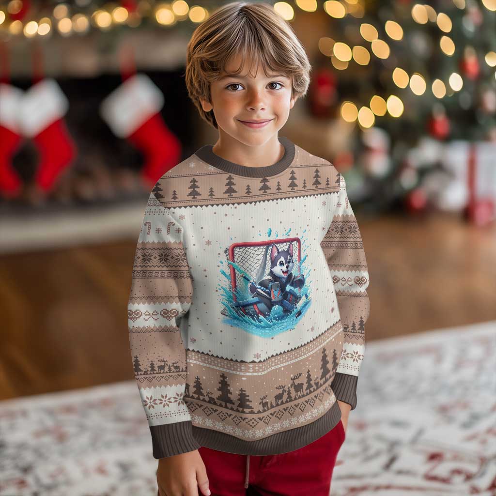 Siberian Husky Ice Hockey Player Ugly Christmas Sweater Funny Goalie Gift - Wonder Print Shop