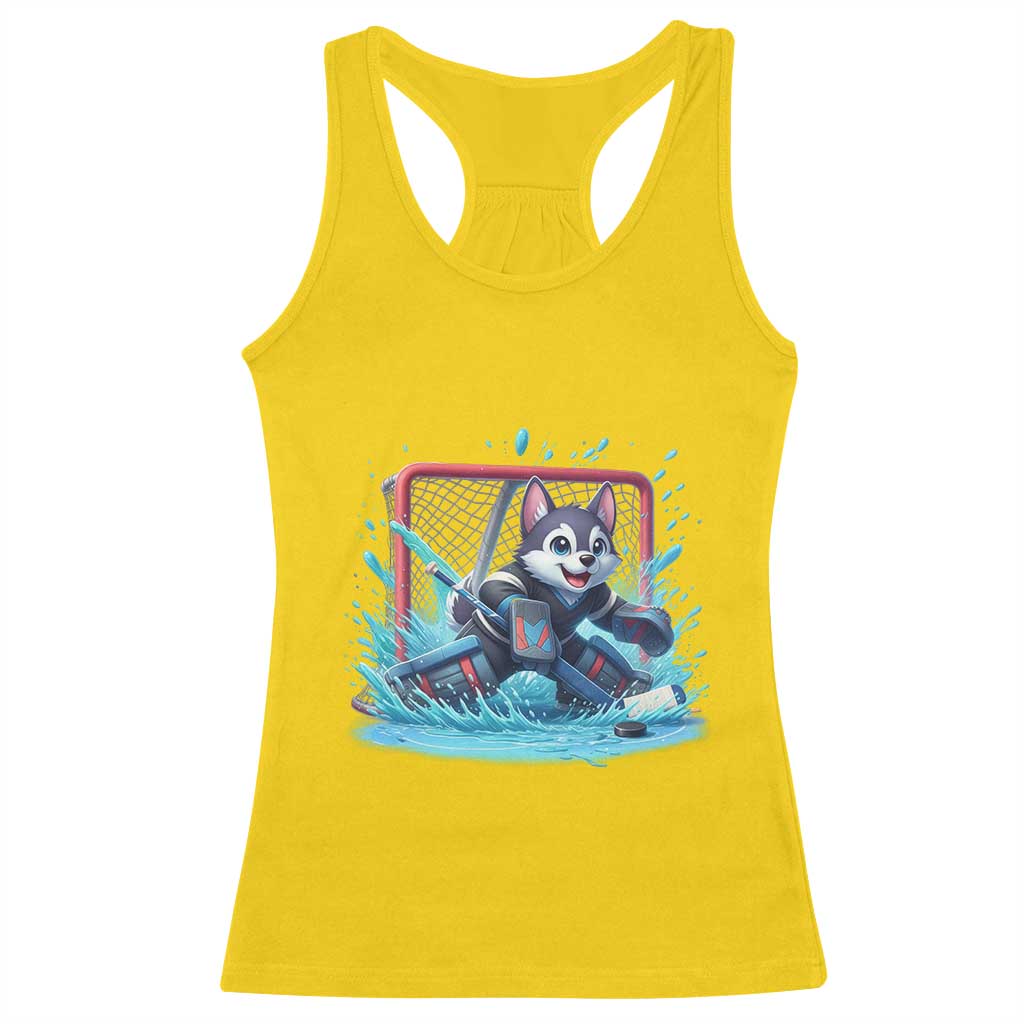 Siberian Husky Ice Hockey Player Racerback Tank Top Funny Goalie Gift - Wonder Print Shop