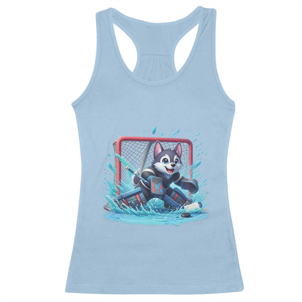 Siberian Husky Ice Hockey Player Racerback Tank Top Funny Goalie Gift - Wonder Print Shop