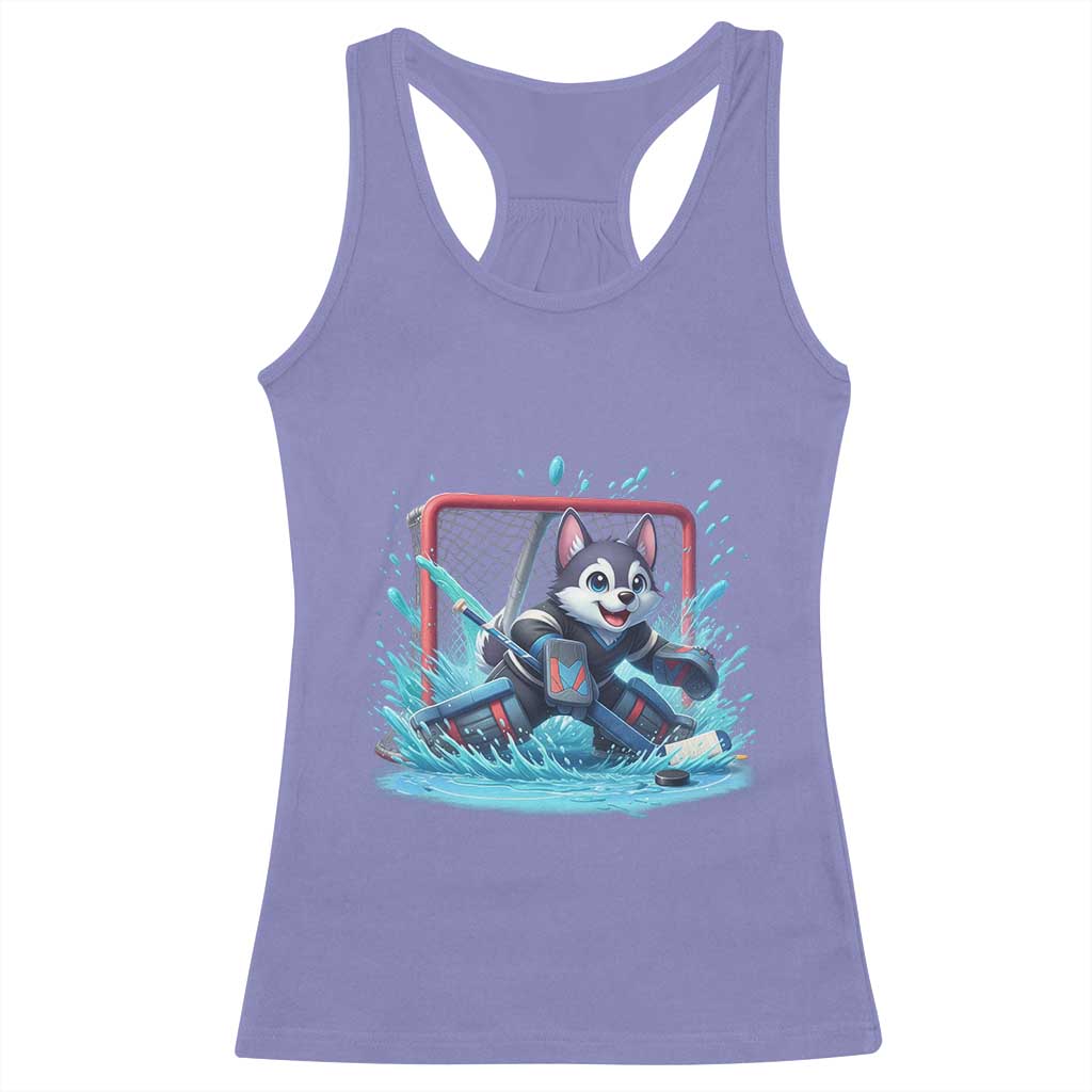 Siberian Husky Ice Hockey Player Racerback Tank Top Funny Goalie Gift - Wonder Print Shop