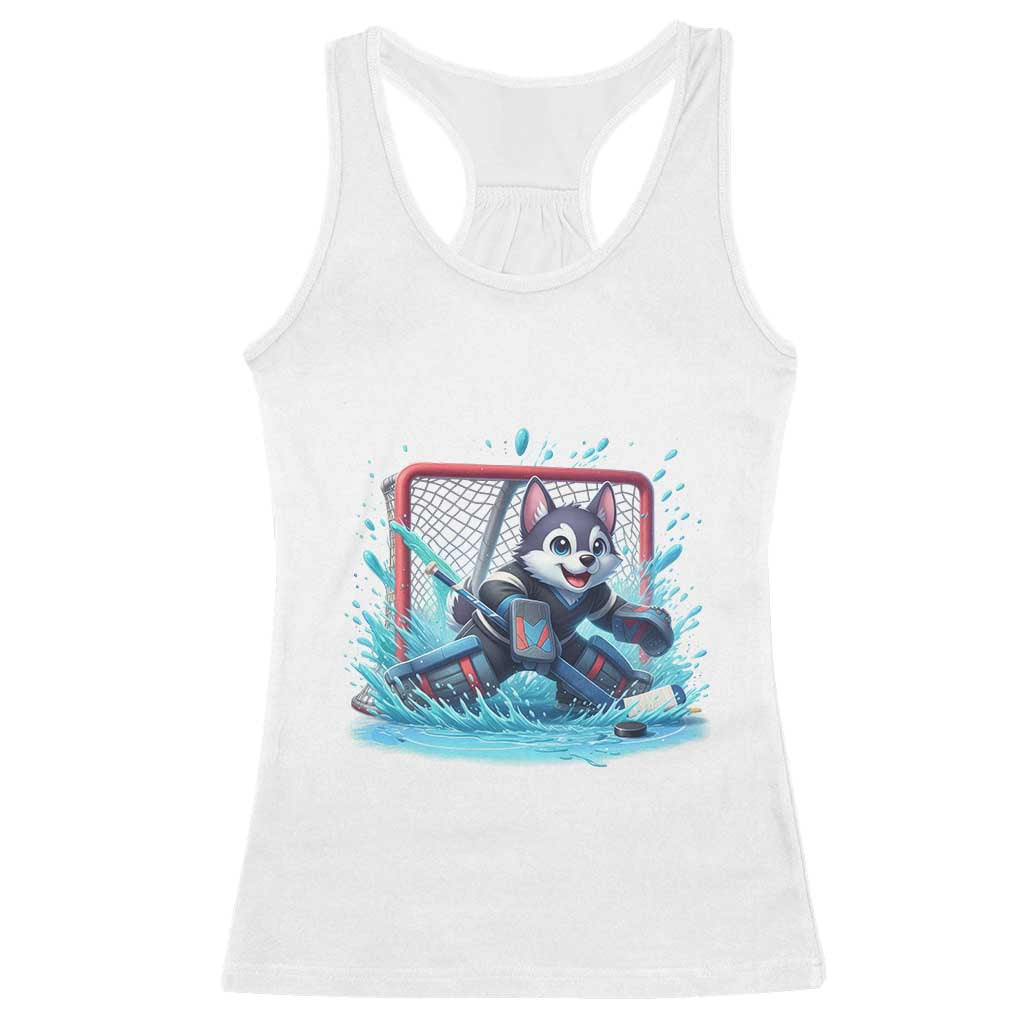 Siberian Husky Ice Hockey Player Racerback Tank Top Funny Goalie Gift - Wonder Print Shop