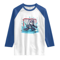 Siberian Husky Ice Hockey Player Raglan Shirt Funny Goalie Gift - Wonder Print Shop