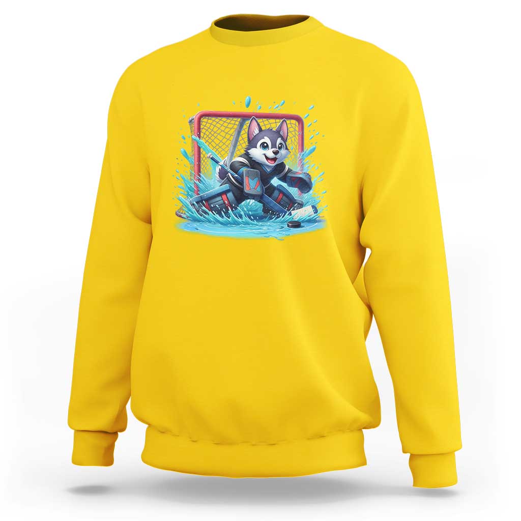 Siberian Husky Ice Hockey Player Sweatshirt Funny Goalie Gift - Wonder Print Shop