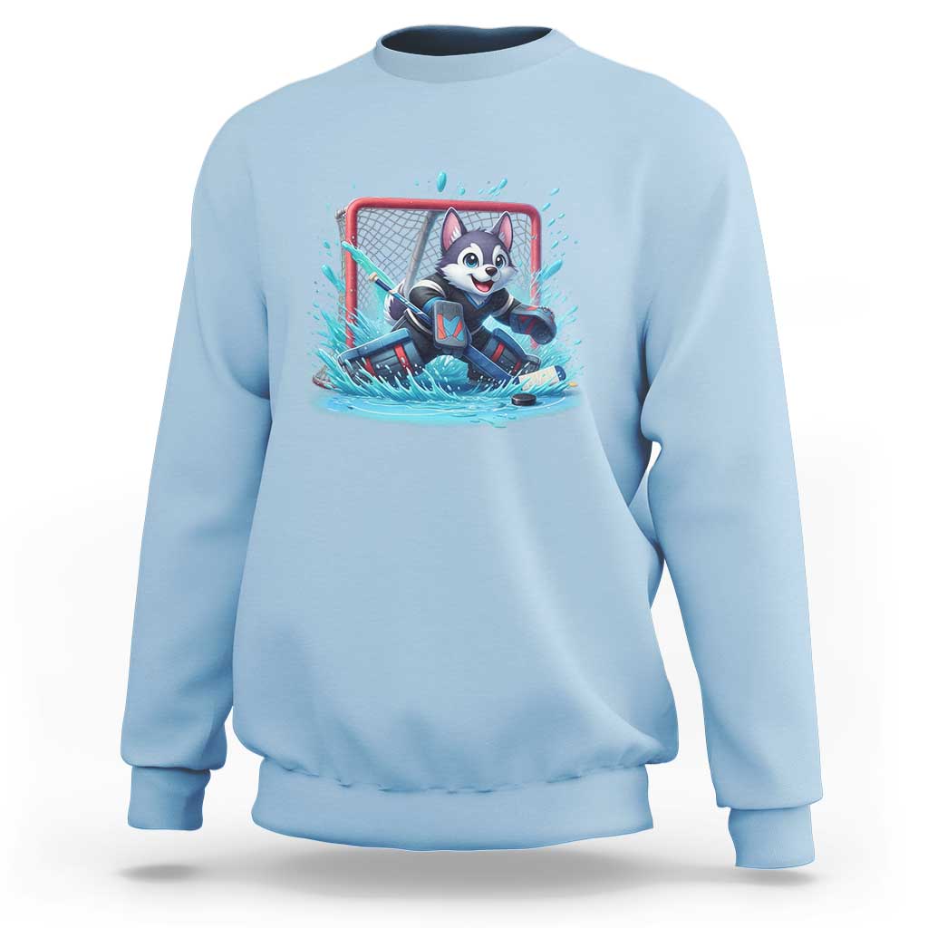 Siberian Husky Ice Hockey Player Sweatshirt Funny Goalie Gift - Wonder Print Shop