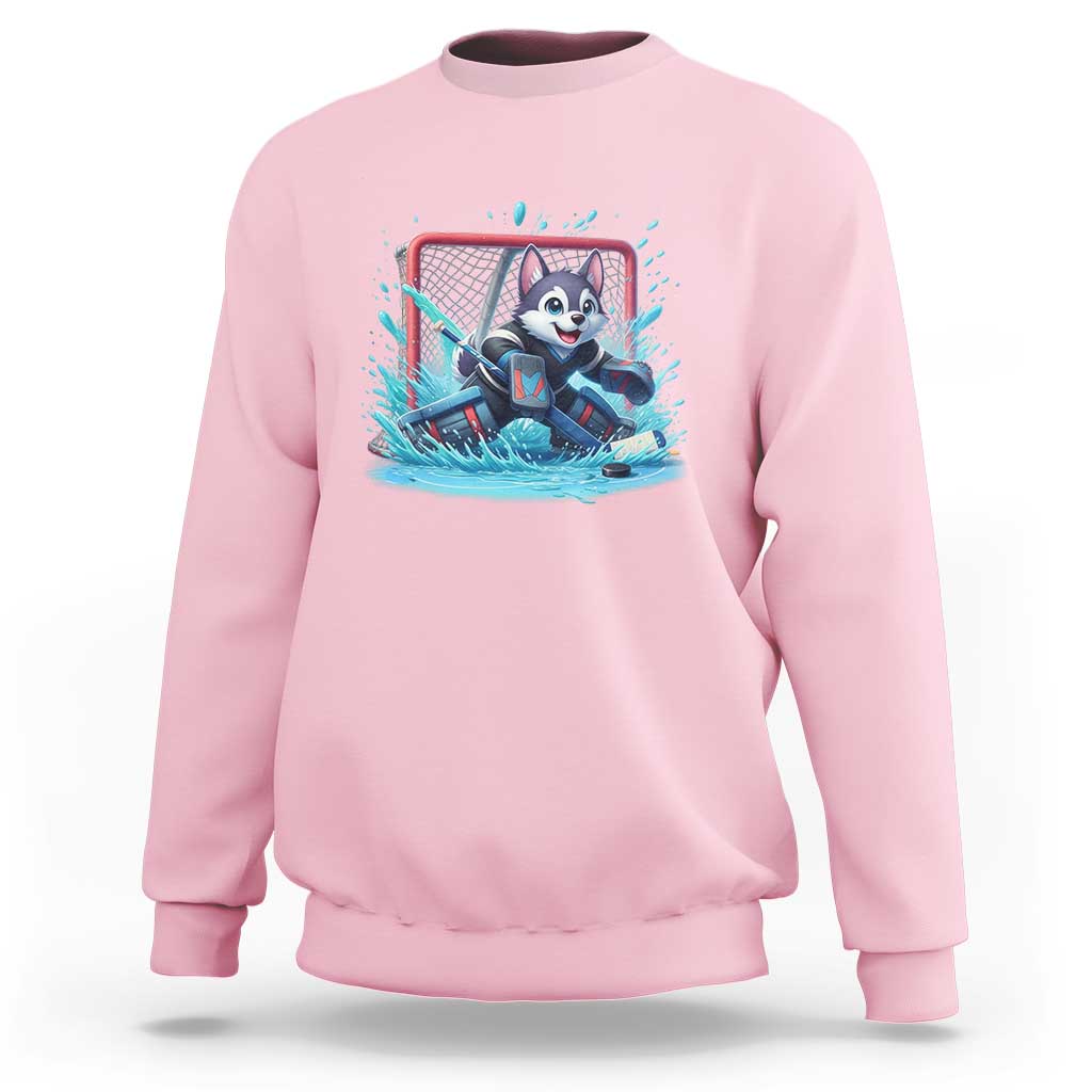 Siberian Husky Ice Hockey Player Sweatshirt Funny Goalie Gift - Wonder Print Shop
