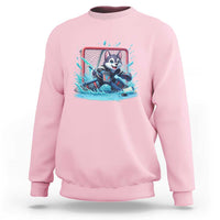 Siberian Husky Ice Hockey Player Sweatshirt Funny Goalie Gift - Wonder Print Shop