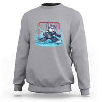 Siberian Husky Ice Hockey Player Sweatshirt Funny Goalie Gift - Wonder Print Shop