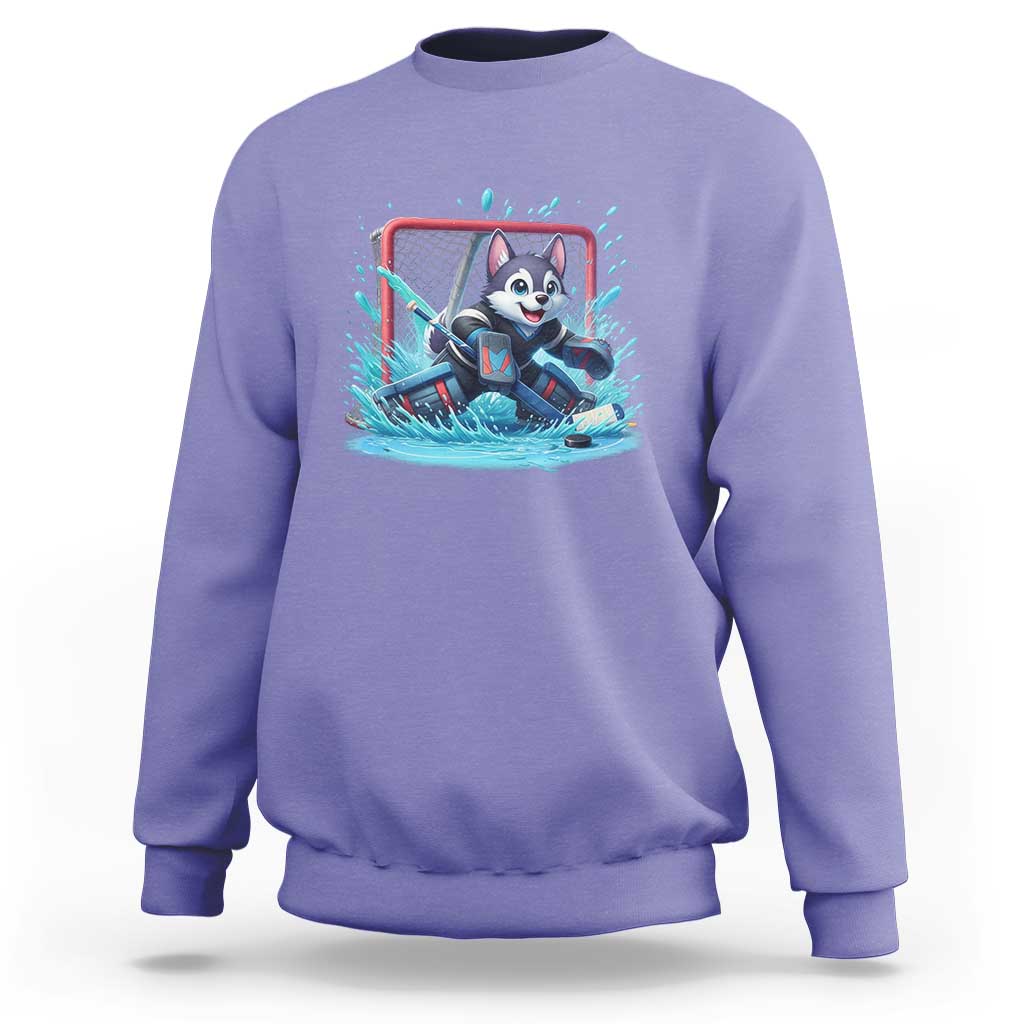 Siberian Husky Ice Hockey Player Sweatshirt Funny Goalie Gift - Wonder Print Shop