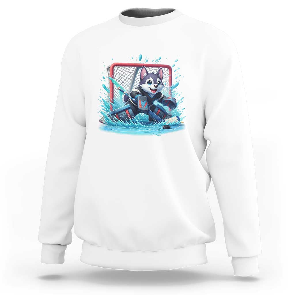 Siberian Husky Ice Hockey Player Sweatshirt Funny Goalie Gift - Wonder Print Shop