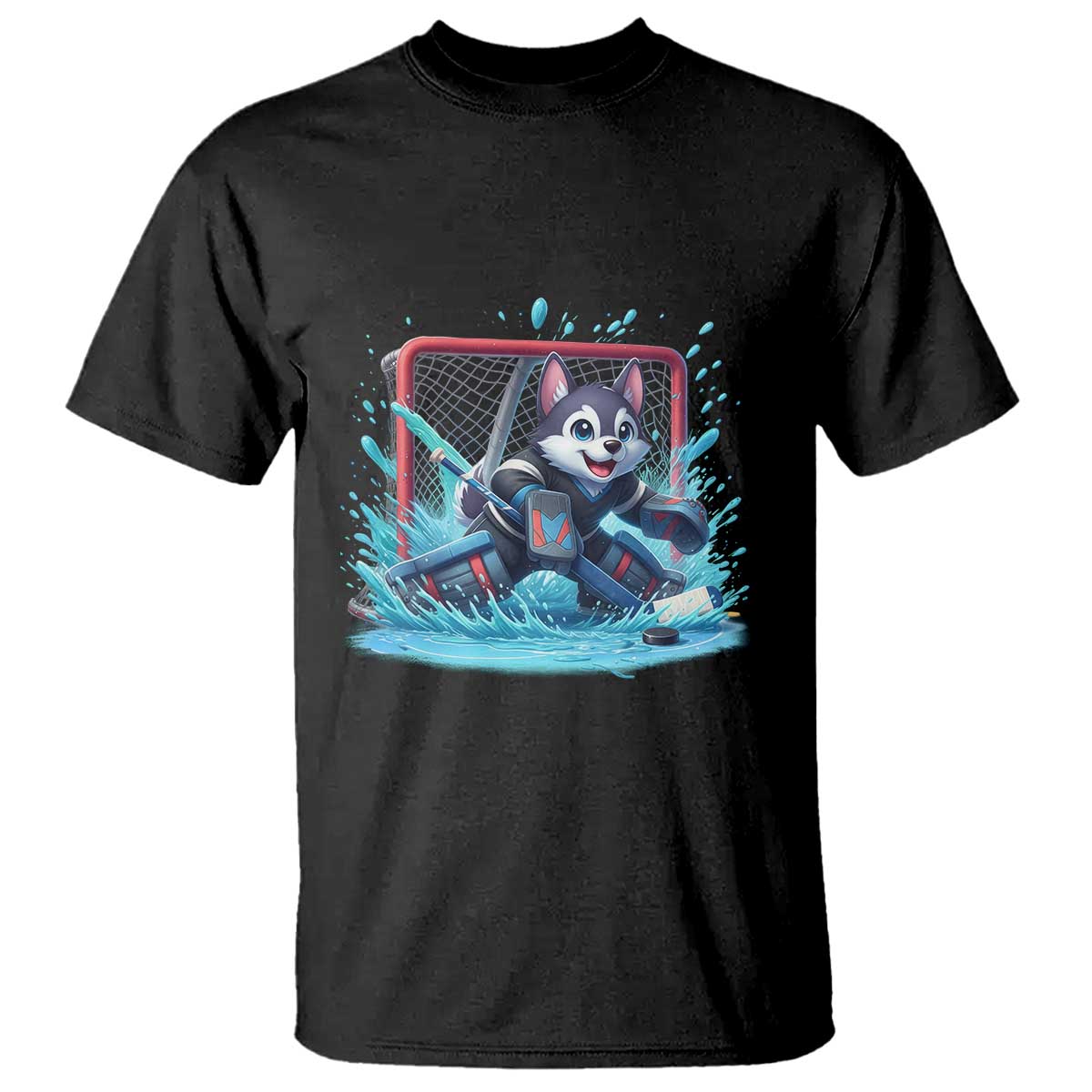 Siberian Husky Ice Hockey Player T Shirt Funny Goalie Gift - Wonder Print Shop