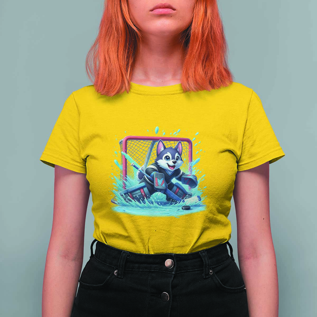 Siberian Husky Ice Hockey Player T Shirt For Women Funny Goalie Gift - Wonder Print Shop