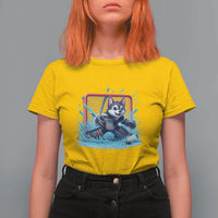Siberian Husky Ice Hockey Player T Shirt For Women Funny Goalie Gift - Wonder Print Shop