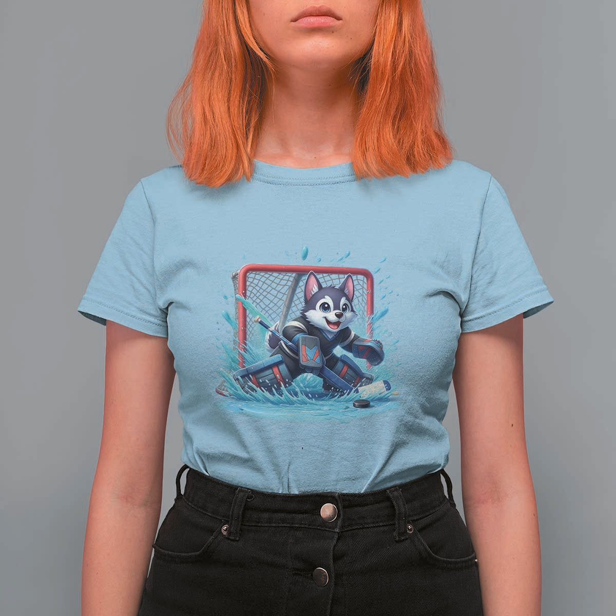 Siberian Husky Ice Hockey Player T Shirt For Women Funny Goalie Gift - Wonder Print Shop