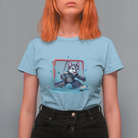 Siberian Husky Ice Hockey Player T Shirt For Women Funny Goalie Gift - Wonder Print Shop