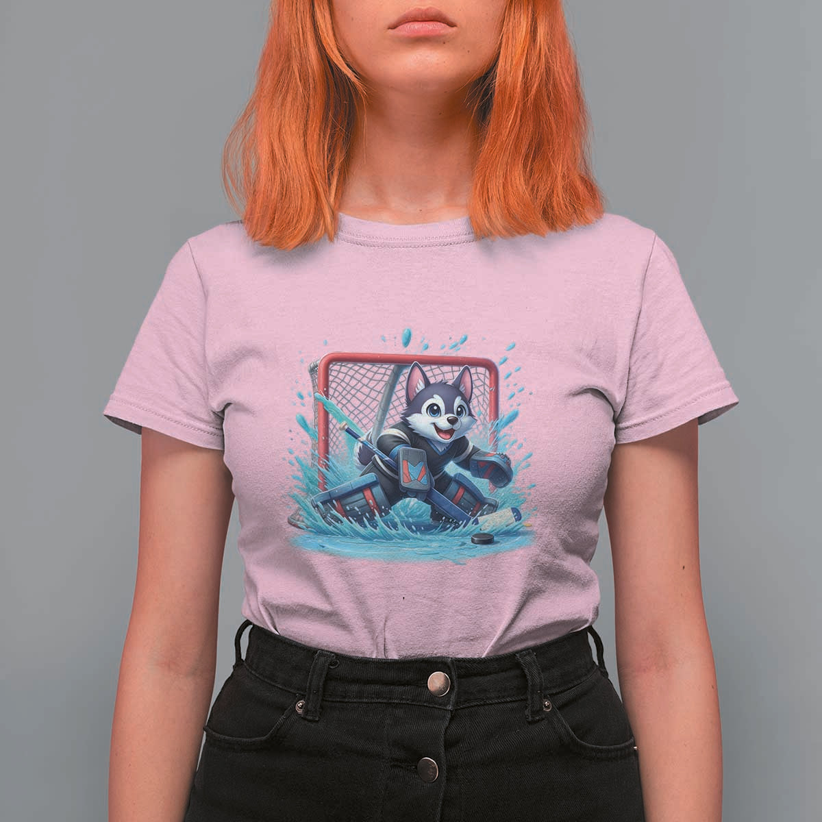 Siberian Husky Ice Hockey Player T Shirt For Women Funny Goalie Gift - Wonder Print Shop