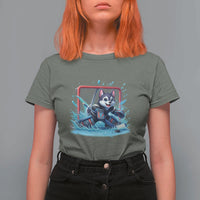 Siberian Husky Ice Hockey Player T Shirt For Women Funny Goalie Gift - Wonder Print Shop