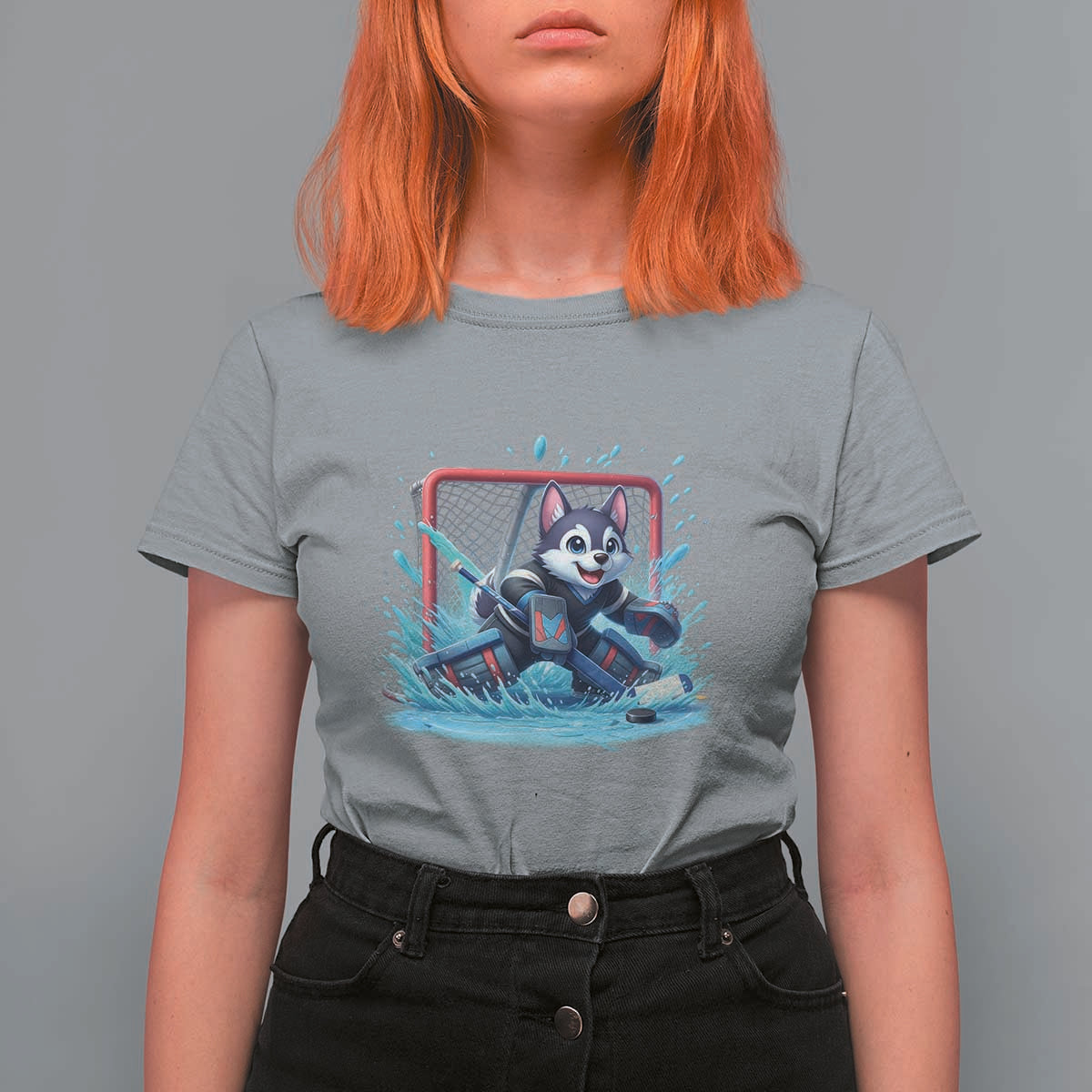 Siberian Husky Ice Hockey Player T Shirt For Women Funny Goalie Gift - Wonder Print Shop