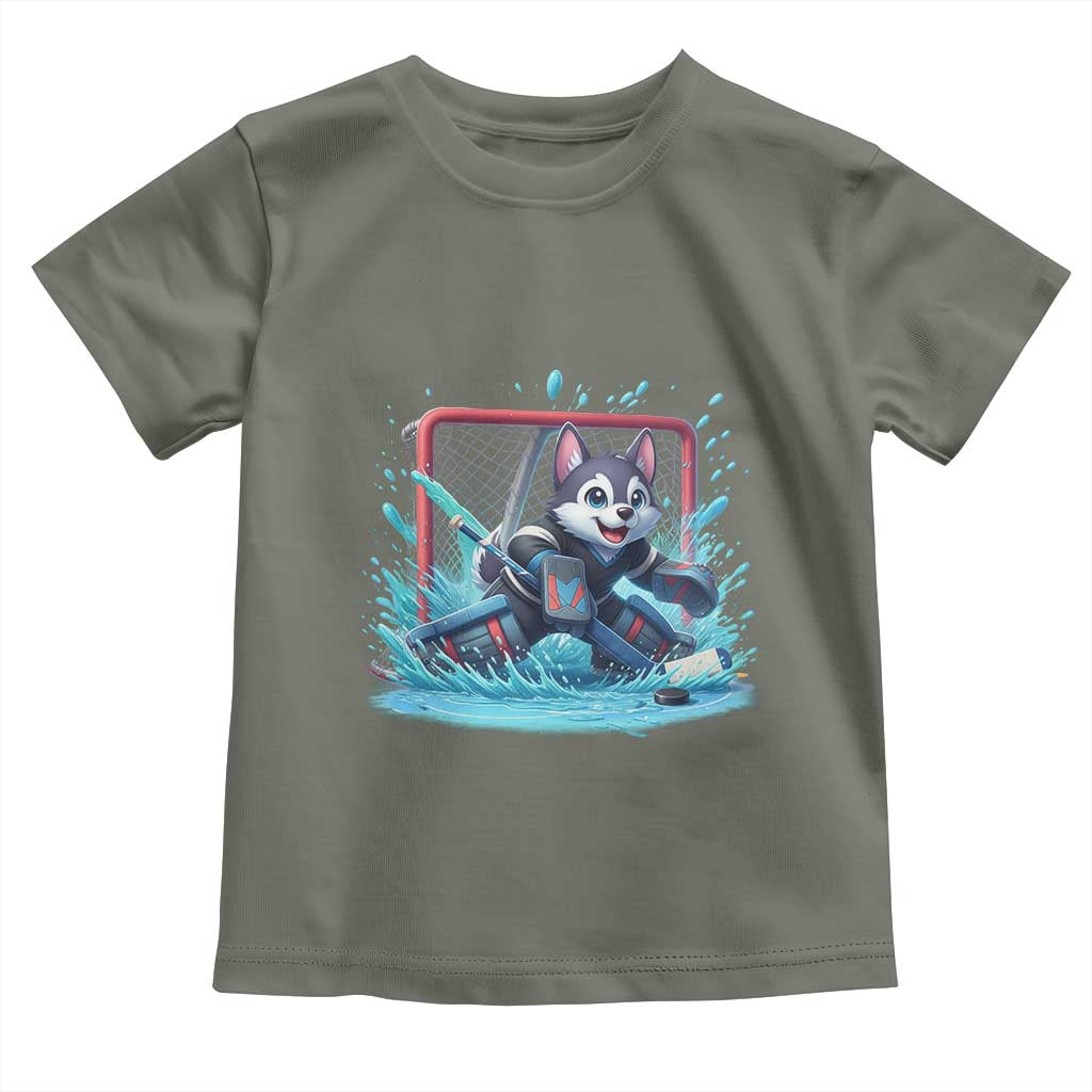 Siberian Husky Ice Hockey Player Toddler T Shirt Funny Goalie Gift - Wonder Print Shop