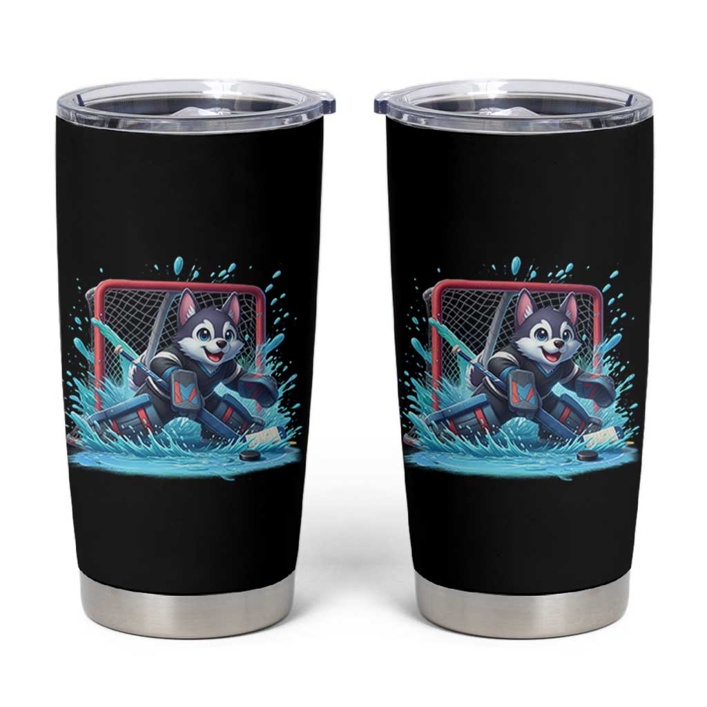 Siberian Husky Ice Hockey Player Tumbler Cup Funny Goalie Gift - Wonder Print Shop